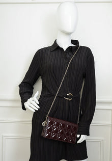 Christian Dior Burgundy Lady Dior Pouch With Chain