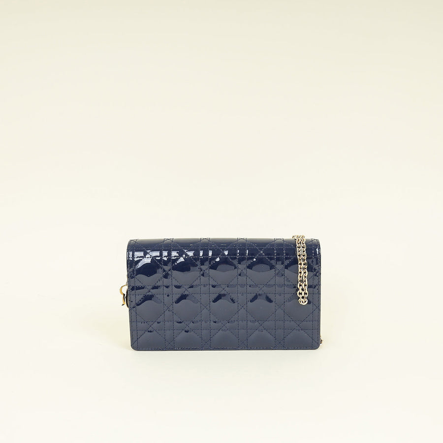 Christian Dior Navy Lady Dior Pouch on Chain