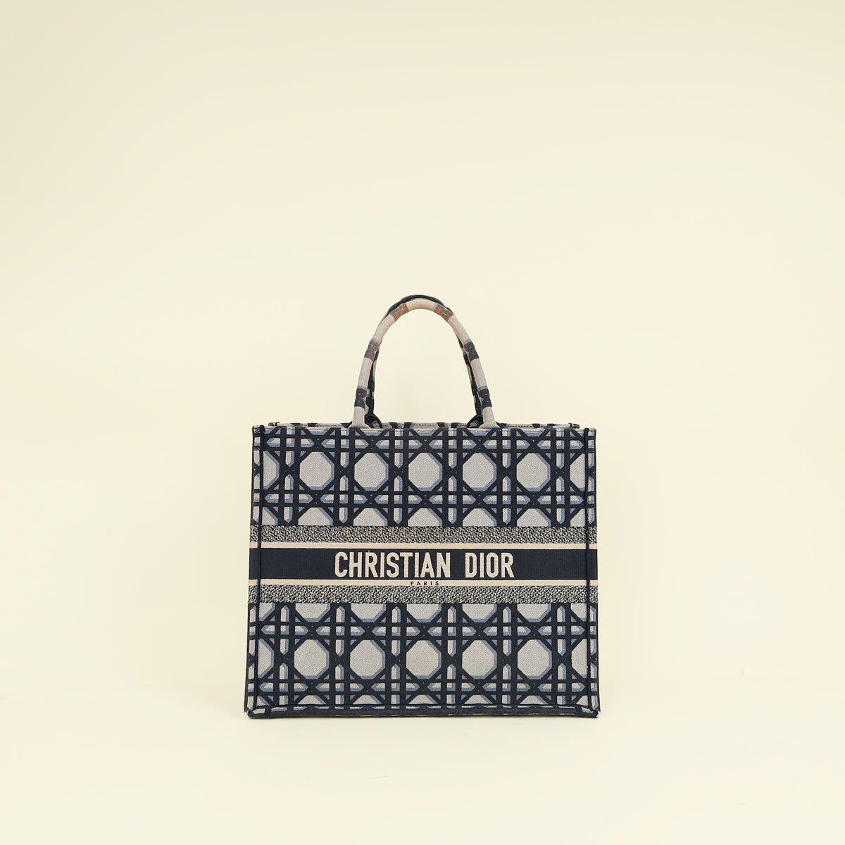 Christian Dior Book Tote Macrocannage Embroidery Large Bag