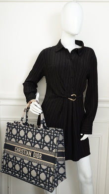 Christian Dior Book Tote Macrocannage Embroidery Large Bag