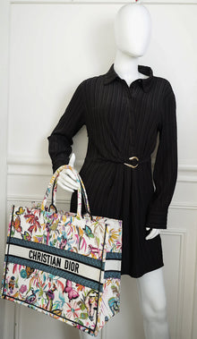 Christian Dior White Multicolor Toile de Jouy Fantastica Book Tote Large Bag