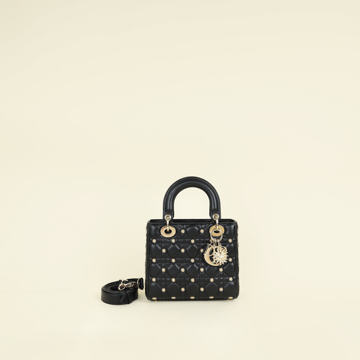Christian Dior Black Lady Dior Sun Studs Small Bag