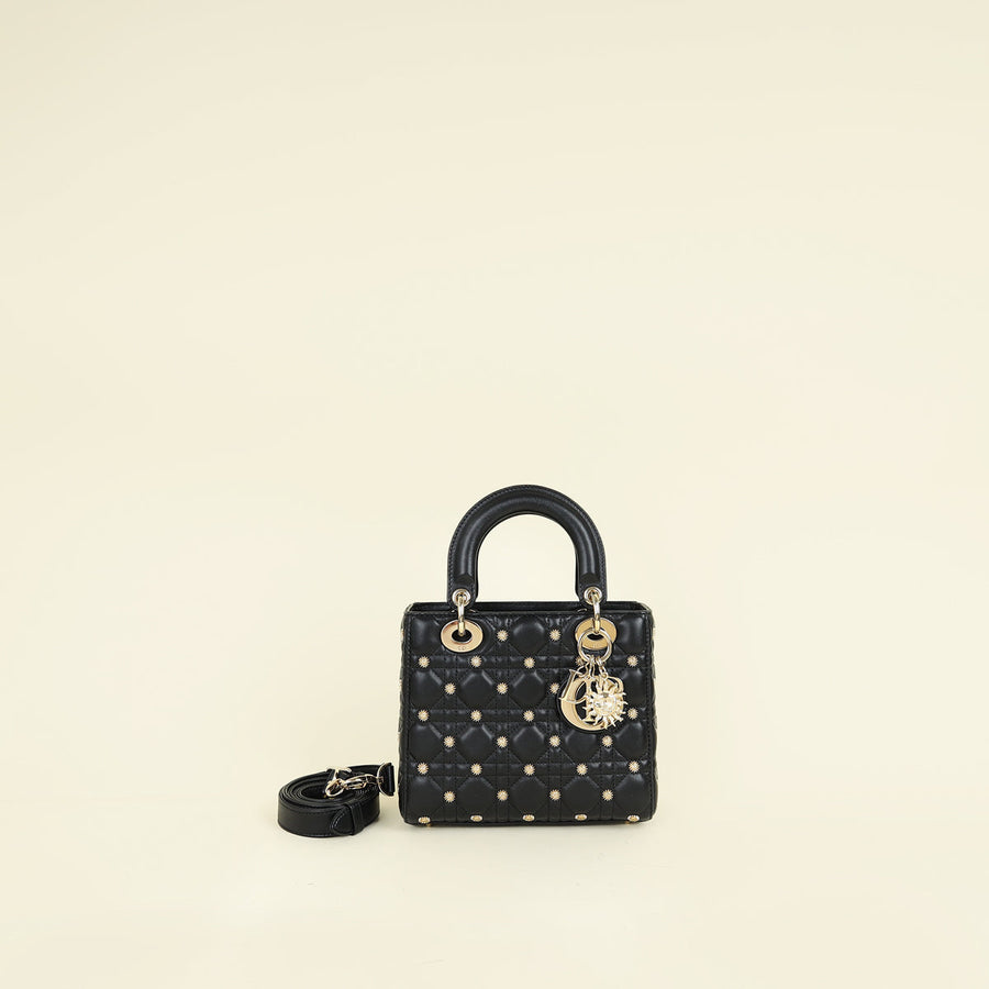 Christian Dior Black Lady Dior Sun Studs Small Bag