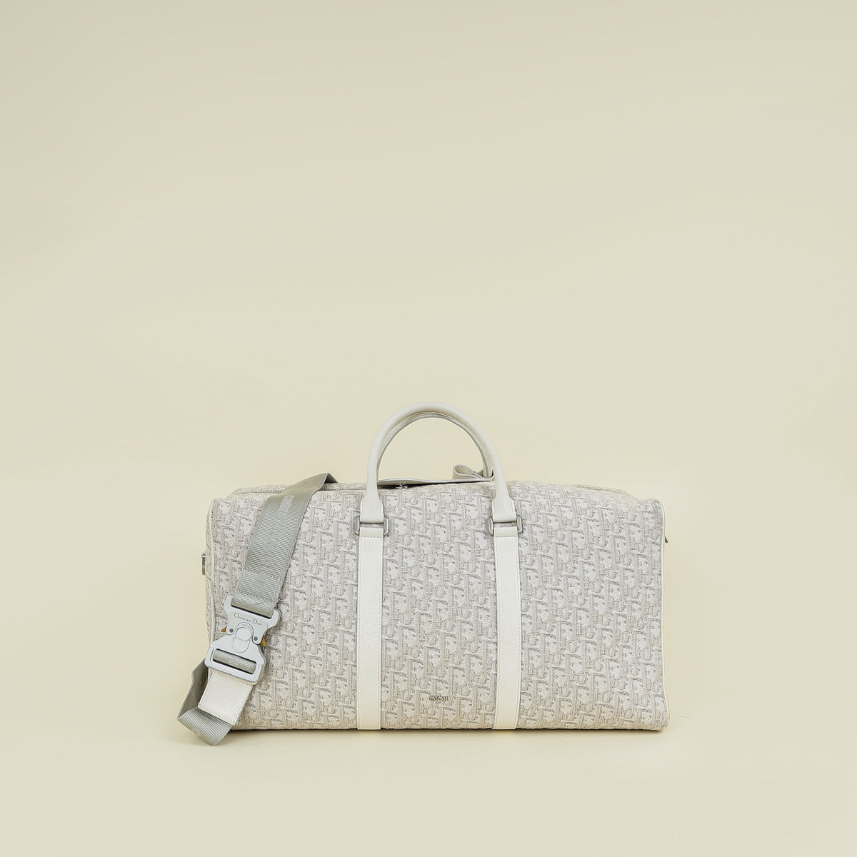 Christian Dior White Oblique Lingot 50 Duffle Bag