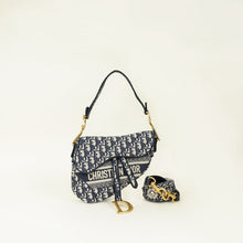 Christian Dior Blue Oblique Saddle Medium Bag w/ Medallion Strap