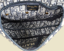 Christian Dior Blue Oblique Saddle Medium Bag w/ Medallion Strap