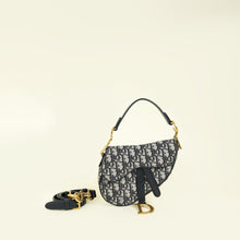 Christian Dior Navy Blue Oblique Mini Saddle Bag W/ Strap