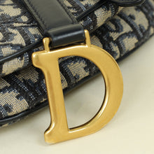 Christian Dior Navy Blue Oblique Mini Saddle Bag W/ Strap
