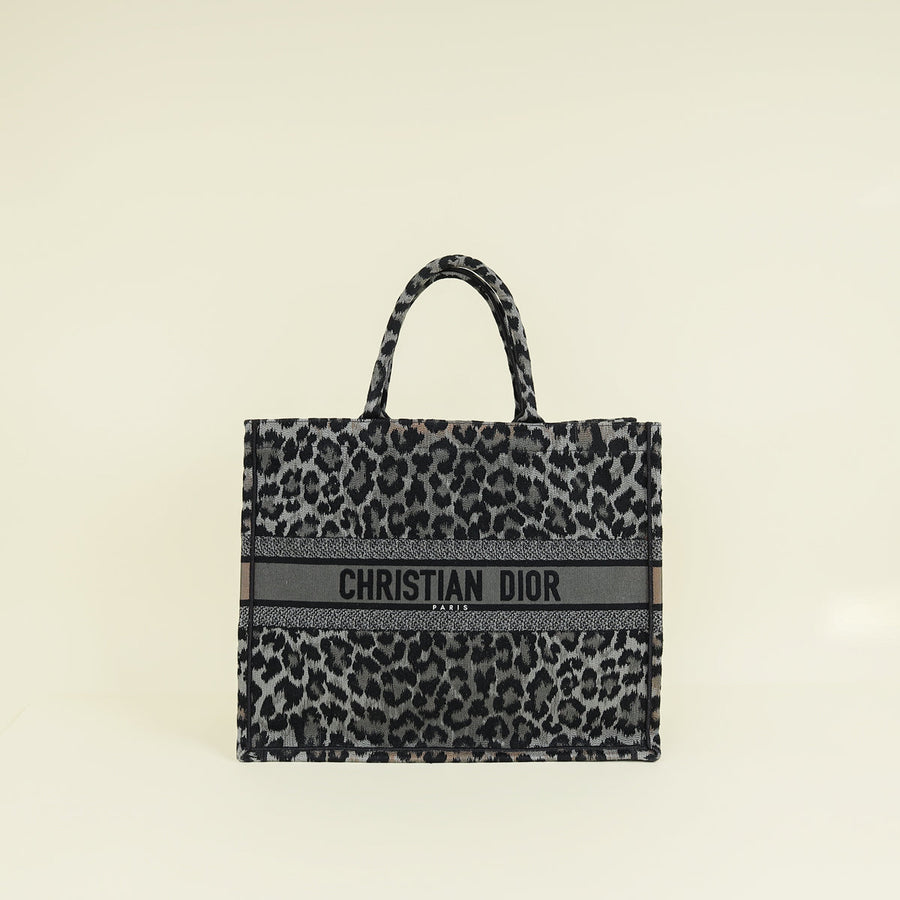 Christian Dior Bicolor Leopard Book Large Tote Bag