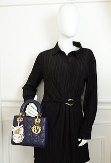 Christian Dior Navy Blue Lady Dior Small Jeweled owl Bag