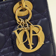 Christian Dior Navy Blue Lady Dior Small Jeweled owl Bag