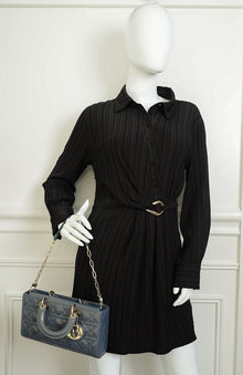 Christian Dior Metallic Midnight Blue Lady D-Joy Medium Bag