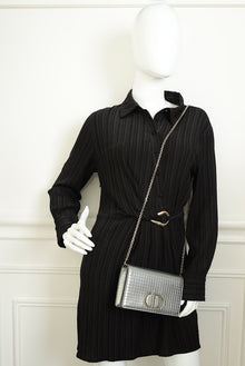 Christian Dior Silver 30 Montaigne Microcannge 2 Way Chain Pouch