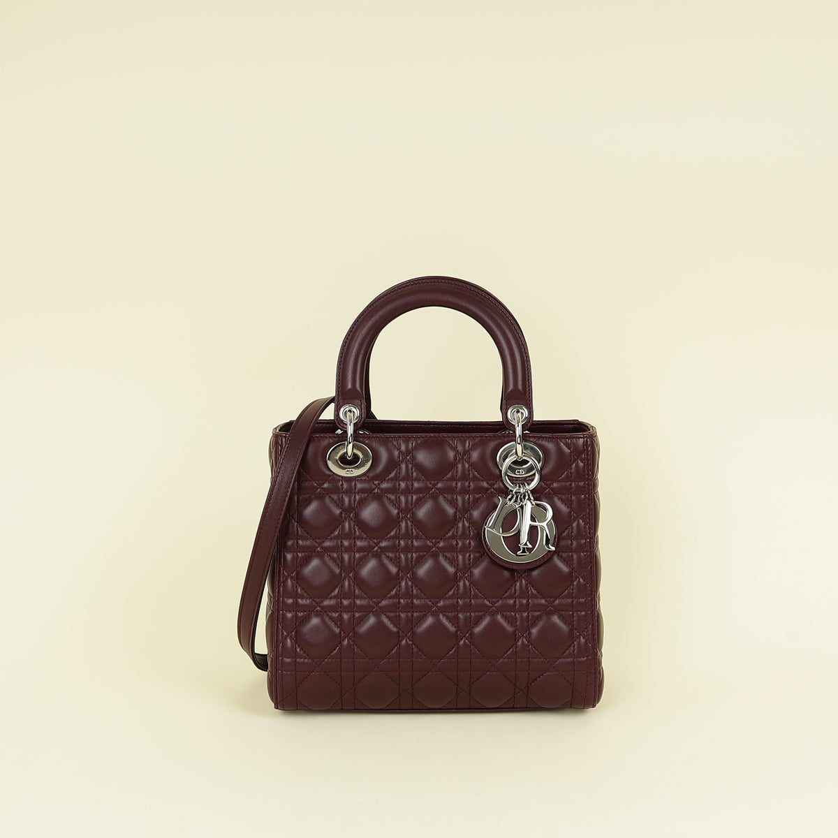 Christian Dior Burgundy Cannage Lady Dior Medium Bag