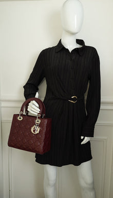 Christian Dior Burgundy Cannage Lady Dior Medium Bag