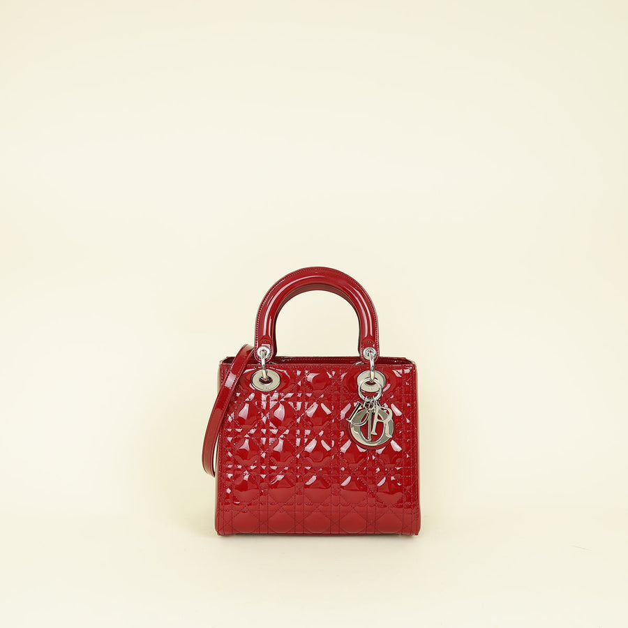 Christian Dior Red Lady Dior Medium Bag