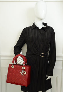 Christian Dior Red Lady Dior Medium Bag
