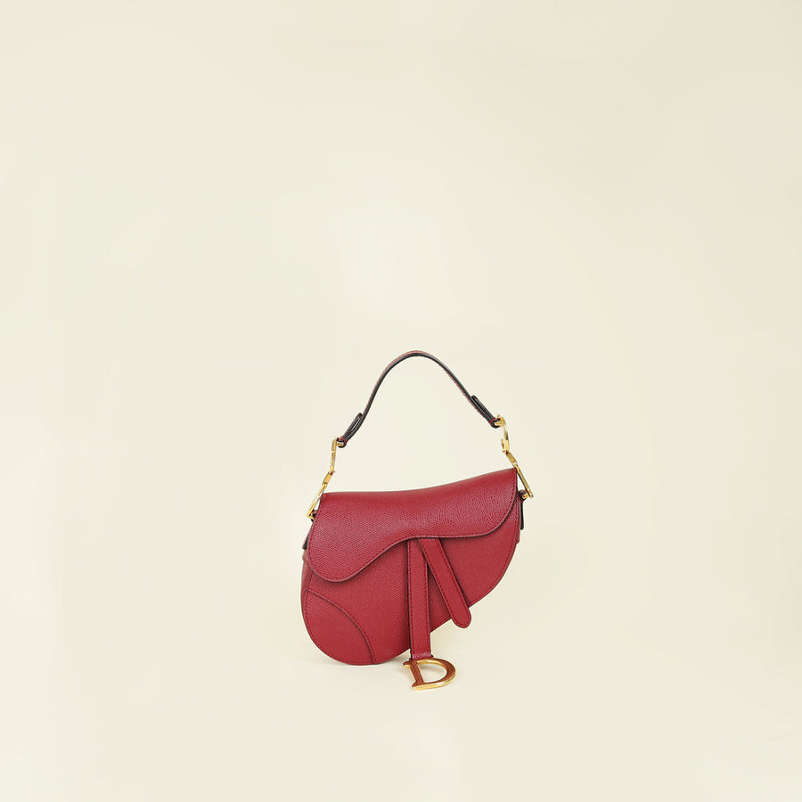 Christian Dior Red Mini Saddle Bag