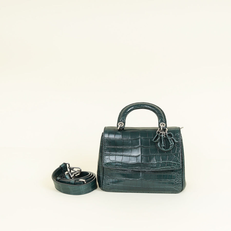 Christian Dior Forest Green Crocodile Mini Be Dior Bag