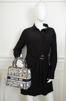 Christian Dior Bicolor Toile De Jouy Lady D-Lite Medium Bag