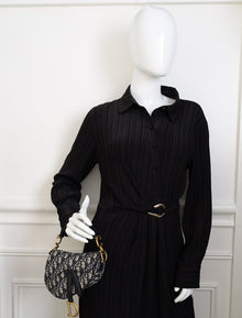Christian Dior Navy Blue Oblique Saddle Mini Bag