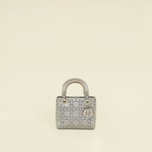 Christian Dior Gray Strass Cannage Satin Mini Lady Dior Bag