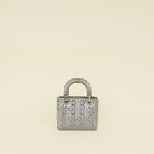Christian Dior Gray Strass Cannage Satin Mini Lady Dior Bag
