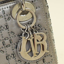 Christian Dior Gray Strass Cannage Satin Mini Lady Dior Bag
