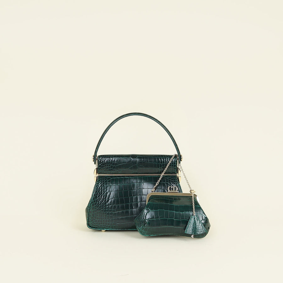 Christian Dior Emerald Green Babe Mini Alligator Bag w/ Pouch