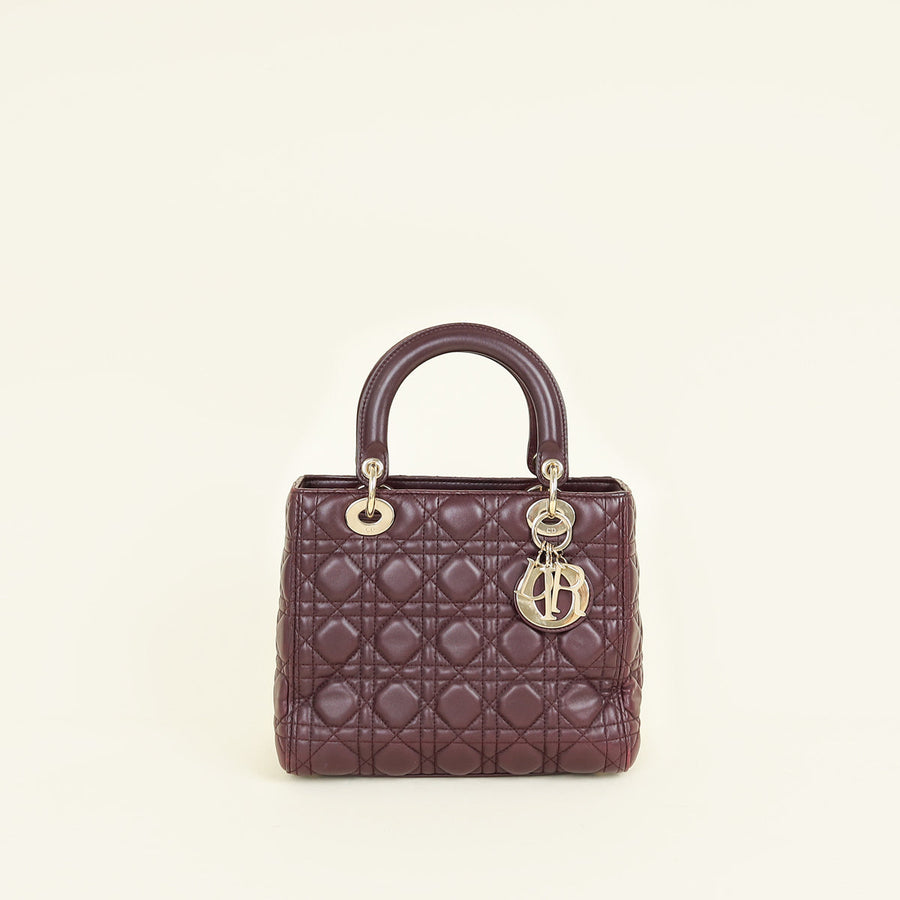 Christian Dior Burgundy Lady Dior Medium Bag