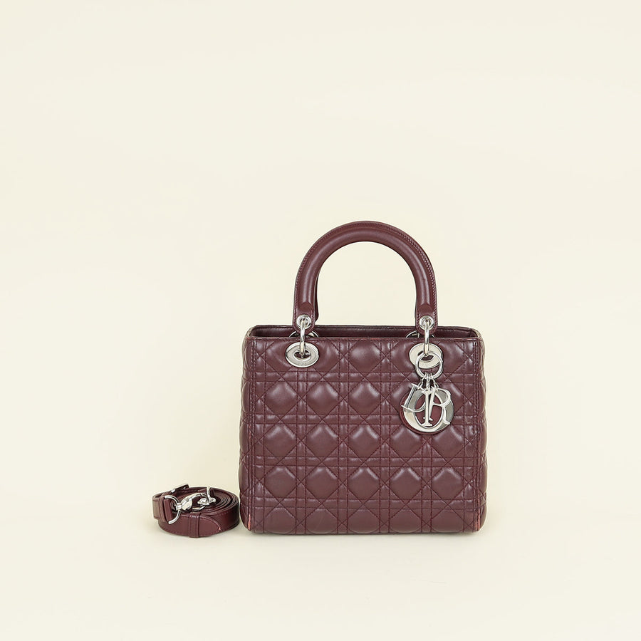 Christian Dior Burgundy Lady Dior Medium Bag