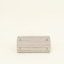 Christian Dior Multicolor Lady D-Lite Stripes Embroidery Medium Bag