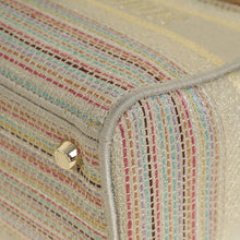 Christian Dior Multicolor Lady D-Lite Stripes Embroidery Medium Bag