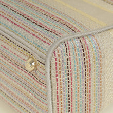 Christian Dior Multicolor Lady D-Lite Stripes Embroidery Medium Bag