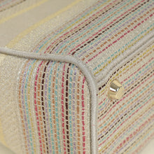 Christian Dior Multicolor Lady D-Lite Stripes Embroidery Medium Bag
