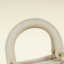 Christian Dior Multicolor Lady D-Lite Stripes Embroidery Medium Bag