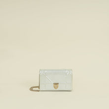 Christian Dior Metallic White Micro Cannage Diorama Wallet On Chain