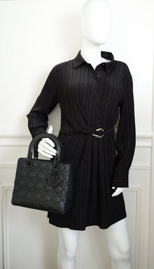 Christian Dior Black Ultramatte Lady Dior Medium Bag