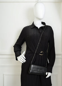 Christian Dior Black Micro-Cannage Lady Dior Croisiere Wallet on Chain