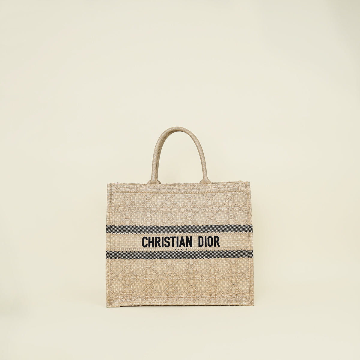 Christian Dior Natural Cannage Raffia Book Tote Large Bag