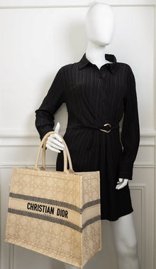 Christian Dior Natural Cannage Raffia Book Tote Large Bag