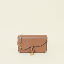 Christian Dior Brown Saddle Medium Pouch with Chain