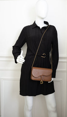 Christian Dior Brown Saddle Medium Pouch with Chain