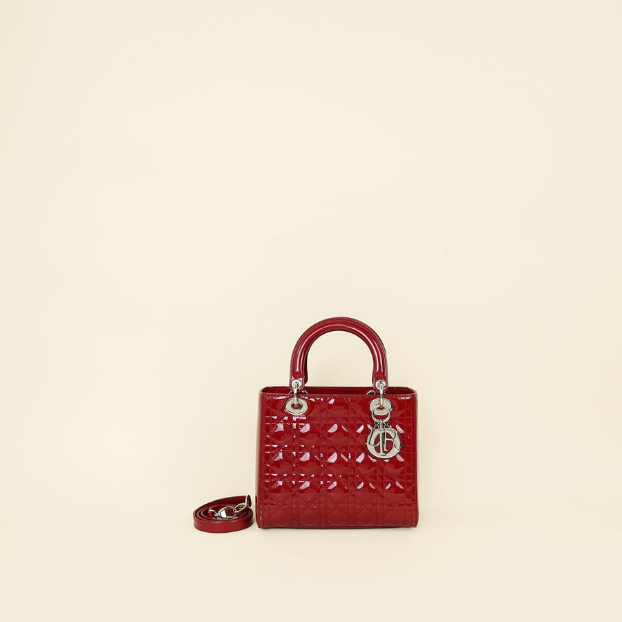 Christian Dior Cherry Red Medium Lady Dior Bag