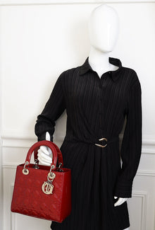 Christian Dior Cherry Red Medium Lady Dior Bag