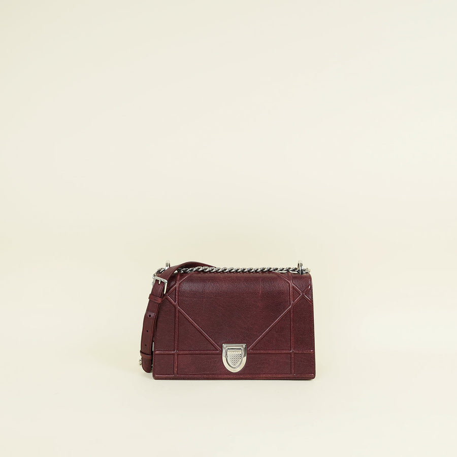 Christian Dior Burgundy Diorama Flap Medium Shoulder Bag