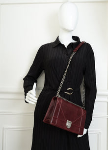 Christian Dior Burgundy Diorama Flap Medium Shoulder Bag