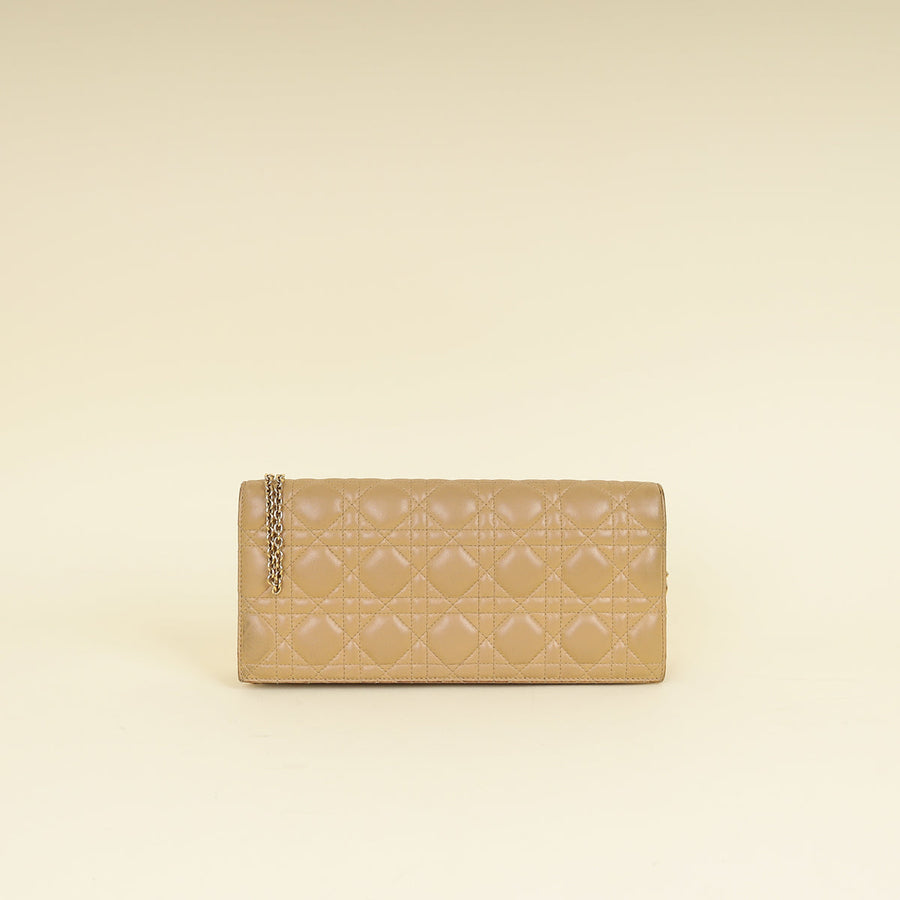 Christian Dior Beige Lady Dior Convertible Chain Clutch