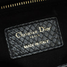 Christian Dior Black Shiny Snakeskin Lady Dior Small Bag