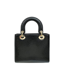 Christian Dior Black Shiny Snakeskin Lady Dior Small Bag